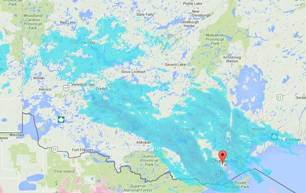 An Alberta Clipper is tracking across the southern part of Northwestern Ontario