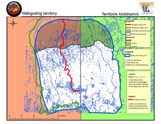 "Traditional territory of the Abitibiwinni First Nation (or territory of the AOT land claim) (CNW Group/The Abitibiwinni and Wahgoshig First Nations)"