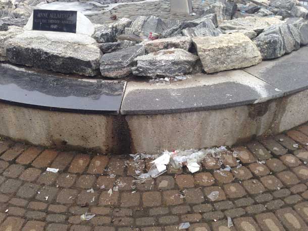 Broken glass littered the Thunderbird at Kam River Park.
