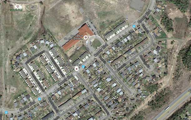 Aerial View of the Brant Street area where the body of a deceased female was located.