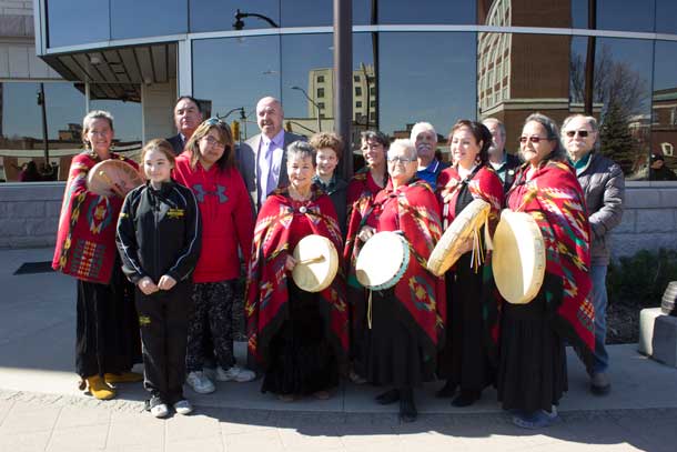 Celebrating a historic day in Thunder Bay with the raising of the Fort William First Nation Flag at City Hall