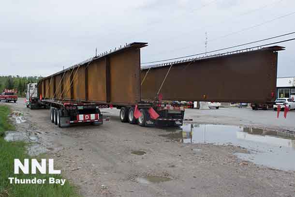 Pic River Bridge Construction Girders headed to Thunder Bay and on up to Nipigon