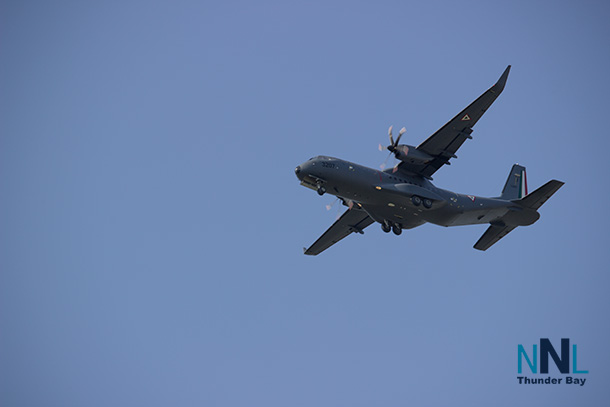 Airbus C295W on final approach to Thunder Bay after demonstration flight to Pickle Lake and Kasabonika.