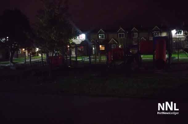 This un-retouched image of the playground in Limbrick at night demonstrates the ineffectiveness of the single LED light