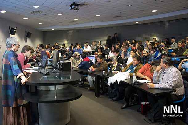 Lecture Theatre at Lakehead University filled to capacity for United Nations Special Rapporteur talk.