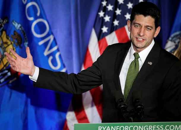 U.S. Speaker of the House Paul Ryan (R-WI) gestures to the crowd during an "Election Night event" in Janesville, Wisconsin, U.S. November 8, 2016. REUTERS/Ben Brewer