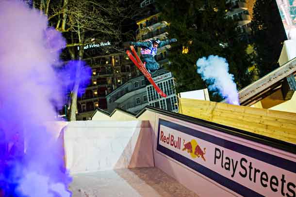 Laurent De Martin of Switzerland performs during the Red Bull Playstreets in Bad Gastein, Austria on February 24, 2017 // Samo Vidic/Red Bull Content Pool