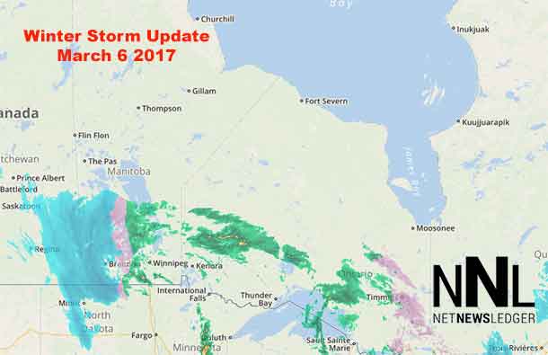 A major Winter Storm is tracking northward into Manitoba and expected to dump up to 60 cm of snow in parts of Northern Manitoba.
