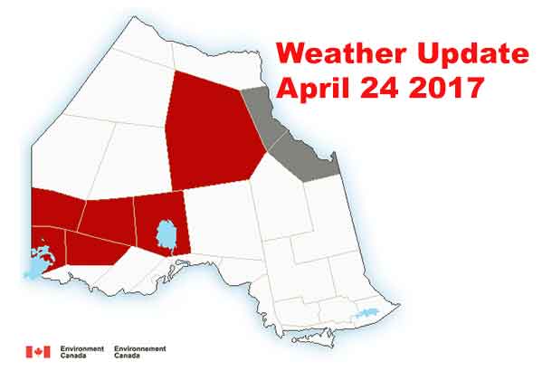 Winter Storm Warnings are posted for parts of Northwestern Ontario