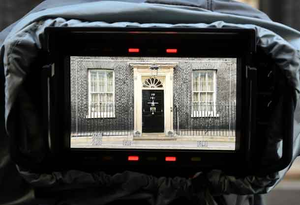 Door of Number 10 Downing Street is seen on the morning after Britain's election in London, Britain June 9, 2017. REUTERS/Hannah McKay