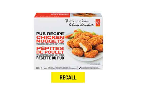 President-s Choice Pub Recipe Chicken Nuggets subject to recall