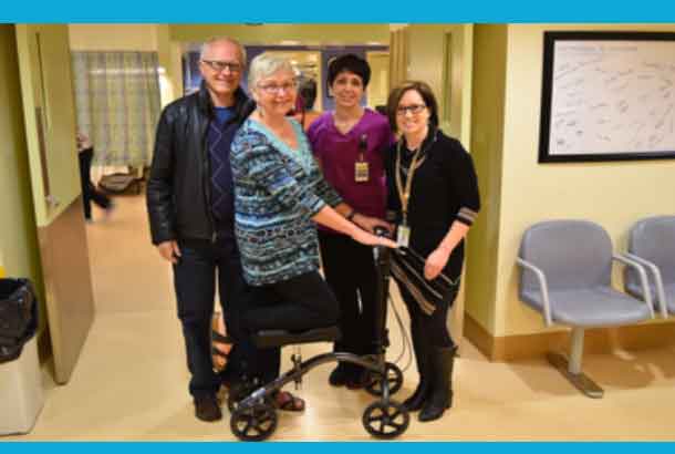 Pictured are (l-r), Phil and Kristine Cameron, who donated a knee scooter to be used in the Surgical Day Care unit of the Hospital, along with Deb McCormack, Registered Nurse and Christine Erickson, Perioperative Manager. Phil, Kristine, Deb McCormack and Christine Erickson