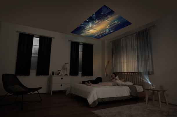 Movies may never be the same again... watching on the ceiling in the bedroom on the LG MiniBeam Projector