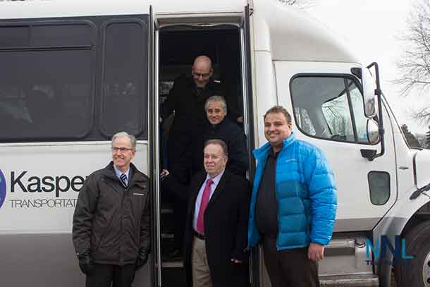 Ontario Northland Grant Bailey, Ministers Del Duca, Mauro and Gravelle with Kasper Wabinski