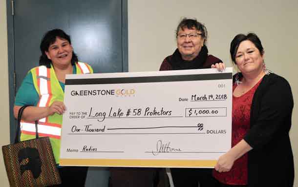 Long Lake #58 Protectors receive support from Goldcorp