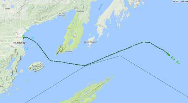 Three ships departed the Port of Thunder Bay this morning. CSL Thunder Bay, CSL Assiniboine, and the CSL Whitefish Bay.