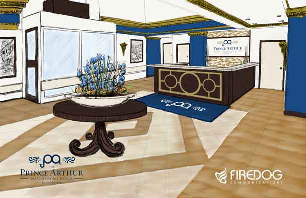 Conception of the new lobby at the Prince Arthur Waterfront Hotel
