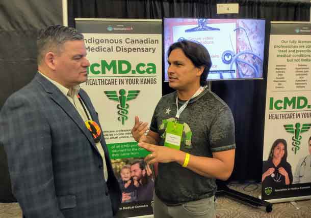 Conference chair Chief Isadore Day talks to Adam Beach of IcMD.ca