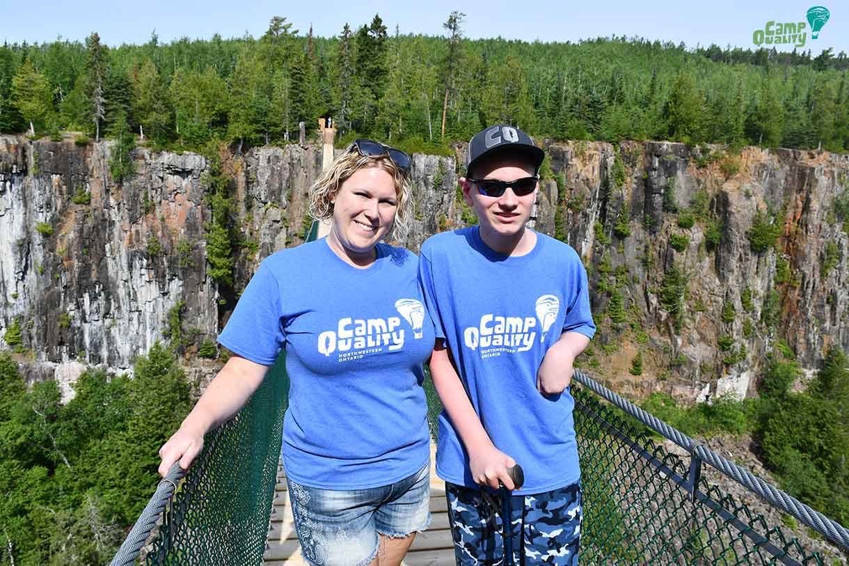 Camp Director Ashleigh and Camper Alex on the bridge – we are extra proud of Alex for conquering his fears and getting out there today. Great job Alex!
