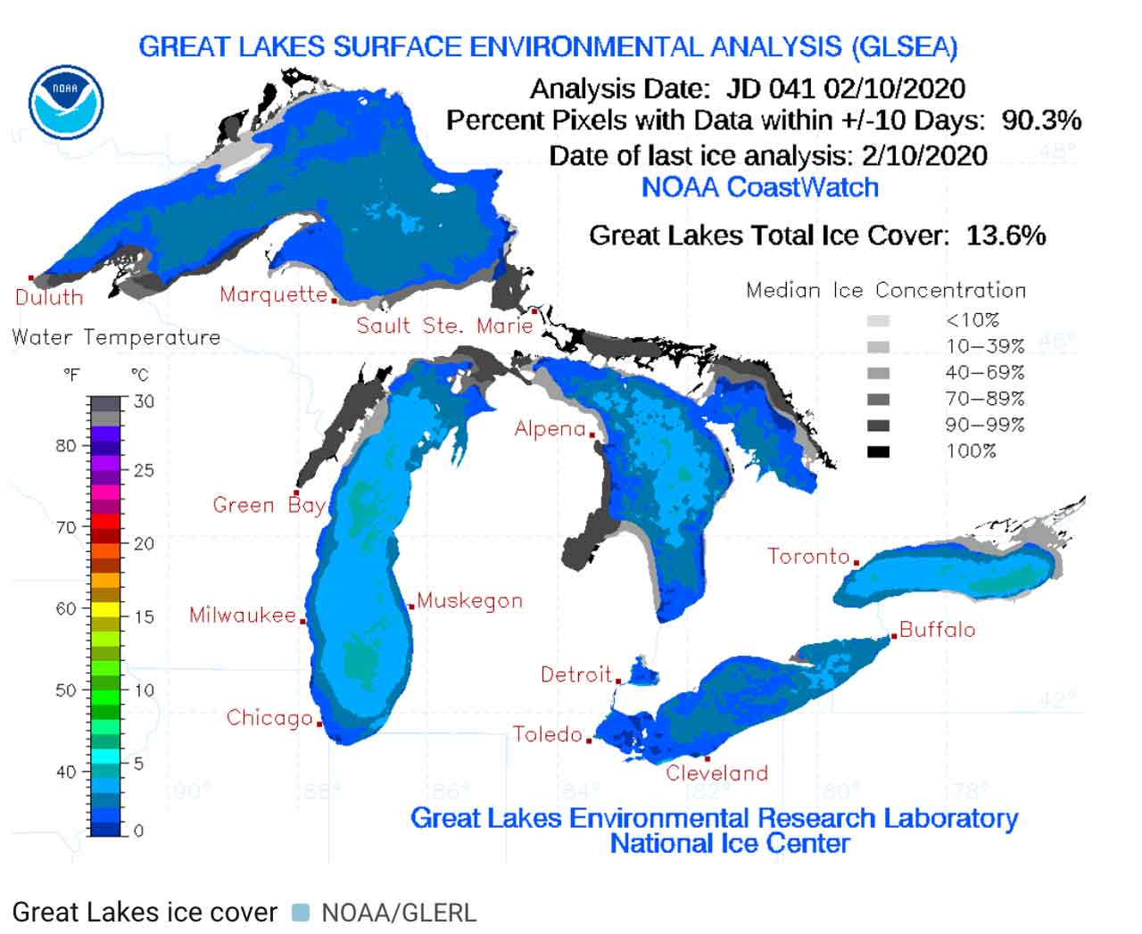 Ice coverage on Great Lakes In 2020