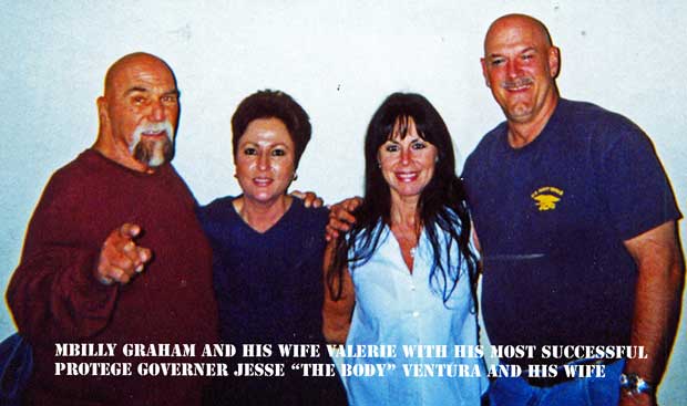 Superstar Billy Graham and his wife with Jesse Ventura and his wife - Photo courtesy of Billy Graham and Devon Nicholson ©all rights reserved.