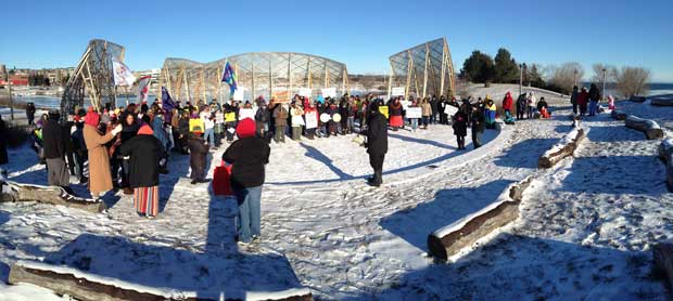 Panoramic view of the Spirit Garden taken at the Idle No More Teach in in Thunder Bay on December 21st 2012.