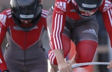 Canadian Bobsledders off to a fast start. Photo Credit Charlie Booker