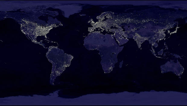 The Earth at Night - large cities have a wide reach impacting climate for thousands of miles