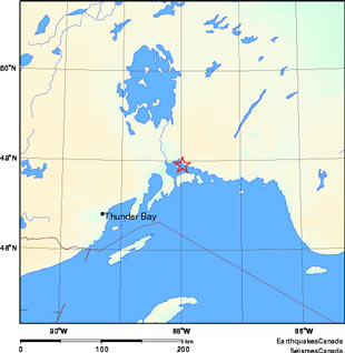 Map of the earthquake location - NRCan Image