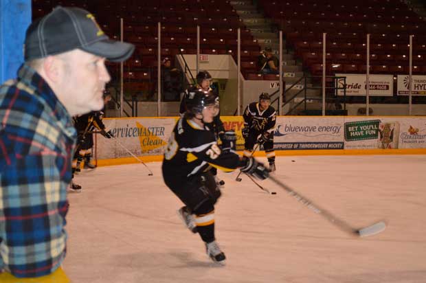 SIJHL Thunder Bay North Stars President Doug Gunsinger watches the team warming up