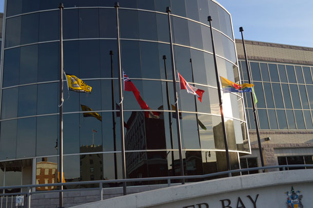 Flags at Thunder Bay City Hall