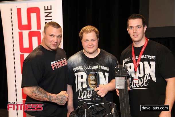 Paul Vaillancourt Ben Thompson and Torey Hunt with prizes and trophy for 1st place