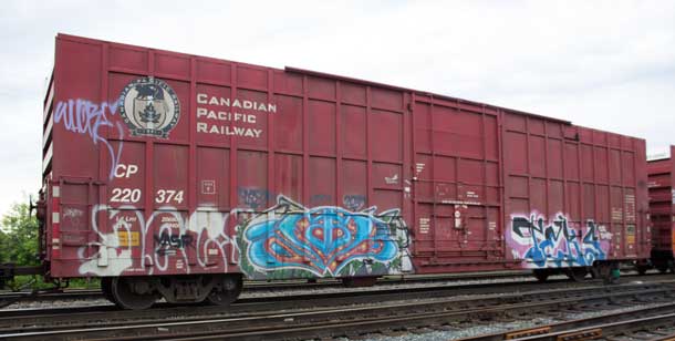 Graffiti train in Thunder Bay