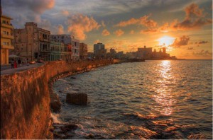 Havana Cuba  Malecon at dusk
