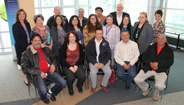 TBRHSC’s Aboriginal Advisory Committee members are (back, left to right) Robert Fenton, Abe Kakepetum, Mona Hardy, Dr. Mark Henderson; (middle, left to right) Carmen Blais, Louise Thomas, Jeannie Simon, Susan Anderson, Teresa Trudeau, Brenda Mason, Kanita Johnson, Andrée Robichaud, Tracie Smith; (front, left to right) Ernie May, Sandra Cornell, Jason Beardy, Fred Sky, Sam Achneepineskum. Missing: Daryl Ottertail, Francine Pellerin, Shelley Whitney, Stanley Sainnawap, Susan Fitzpatrick, Tina Armstrong, Rev. Merv Wilson.