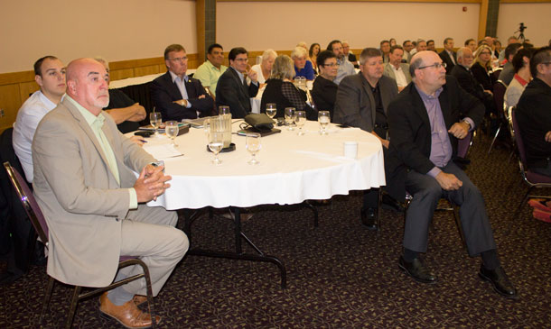 Mayor Hobbs, with Joe Virdiramo, Brian McKinnon, and Tim Commisso at Chamber of Commerce