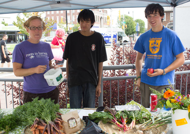 Roots to Harvest - a mini farmer's market right on the steps of city hall. Very European!