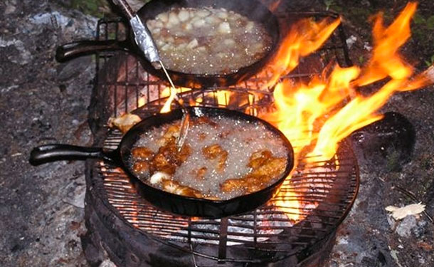 At the end of the day, a meal of delicious wilderness caught walleye.