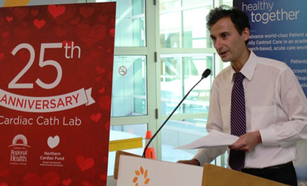 Cardiologist, Dr. Frank Nigro, a driving force behind the development of cardiac care in Northwestern Ontario, helped TBRHSC celebrate 25 years of cardiac catheterization services earlier this year.