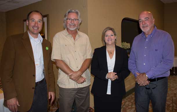 Left to Right - Andrew Foulds, John Rafferty MP, New Democrat leader Andrea Horwath, and Thunder Bay Mayor Keith Hobbs