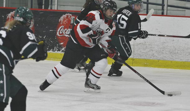 Thunder Bay Sportop Queens captain Kaley Tienhaara in action at the 2 Nations Tier 1 Elite Showcase in Exeter, N.H.