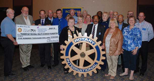 Members of the Fort William Rotary Club are proud to have made a $500,000 commitment to the Exceptional Cancer Care Campaign, through proceeds from their Annual House Lottery. Members are saying thanks to the many volunteers who make the House Lottery possible.