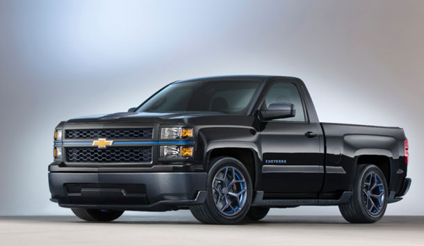 The Chevrolet Silverado Cheyenne concept embraces the adage that less is more. With this performance-oriented concept of the all-new 2014 Silverado regular cab, a reduced curb weight and the performance of the new 420-horsepower 6.2L V-8 combine for a strong power-to-weight ratio and exhilarating performance.