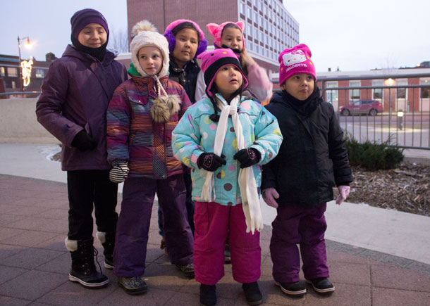 Bundled up to stay warm... keeping smiles at City Hall the Children were excited.