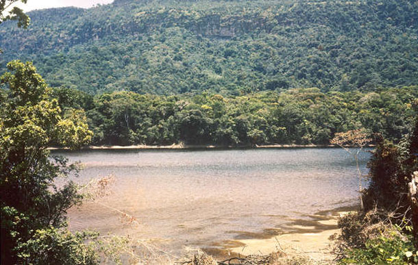 View above the hydroelectric dam site on the upper Mazaruni River. All but the highest areas would be inundated.  © Audrey Butt Colson