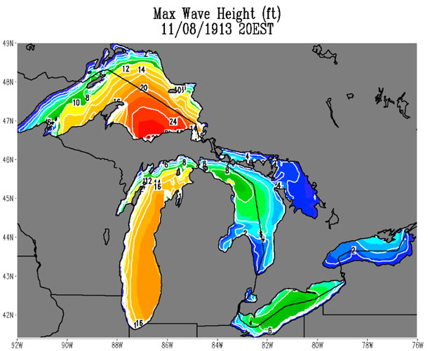 Maximum Wave Heights During the November 1913 White Hurricane Super Storm