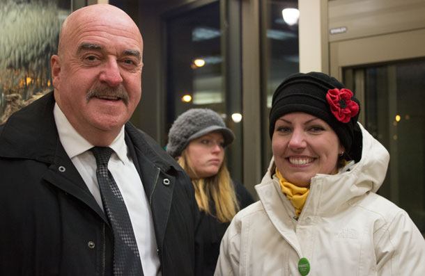 Mayor Hobbs and Peace Walk Organizer Shelby Ch'ng share a smile