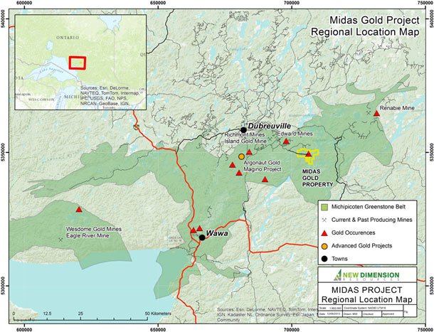 Map of the Midas Gold Mining Project