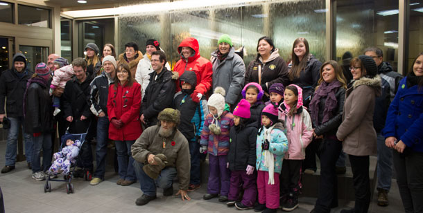 There were too many people to fit them all in a picture. The Peace Walk at City Hall getting ready to march