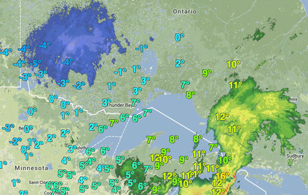 Winter weather will by-pass Thunder Bay Weatherunderground Wundermap.